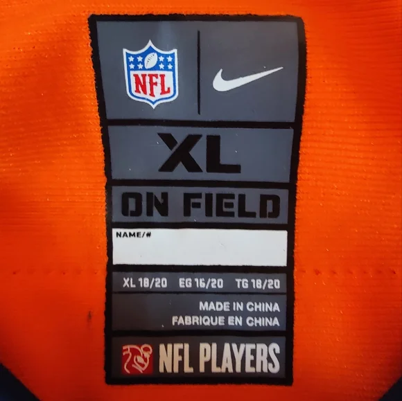 Denver Broncos 18 Nike Men's Vibrant Orange and Dark Blue Jersey - Picture 3 of 3